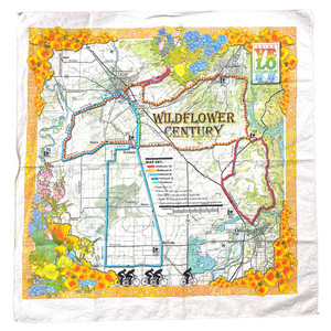 Wildflower Century Chico CA Biking Map Vtg Bandanna Velo Cycling Club Paradise
