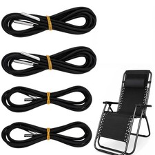 4 Pack Universal Replacement Cord for Zero Gravity Chair, Black Elastic Cords Re