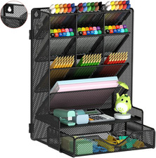 Pen Organizer for Desk, Multi-Functional Desk Organizer, Wall Mount Pen Holder w