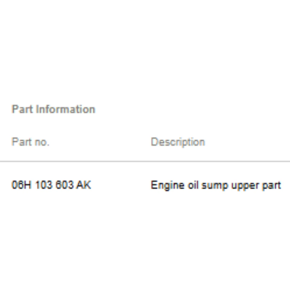 Audi A4 2012 cárter de aceite/sumidero de motor superior usado OEM 06H103603AK Foto 2 de 4