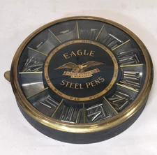 Eagle Pencil Co. Steel Ink Pen Nib Antique Early 1900s Store Display Glass Case