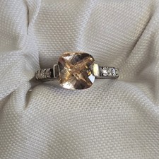 Sterling Silver Ring 3.78g Fine Jewelry Size 7 Clear Smokey Stone READ