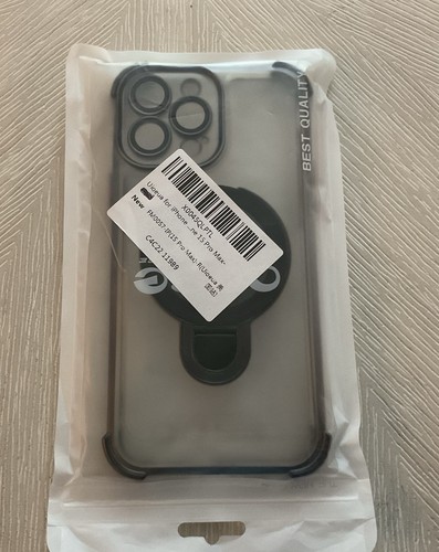 Coque iPhone 15 Pro Max avec support noir et transparent - Photo 5 sur 5