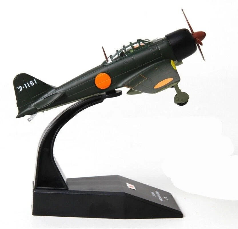 Modellino Militare Diecast 1:72 Aereo da Caccia Mitsubishi A6M3 Zero Collezione - Immagine 3 di 4
