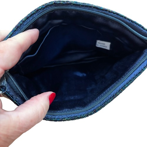 Bolso de noche vintage con cuentas negro satinado bolso de hombro NUEVO etiquetado Tano años 90 elegante - Imagen 8 de 12