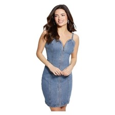 Guess Womens XS Wildcard Wash Denim Sleeveless Mini Dress NWT D16