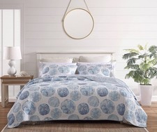 Tommy Bahama King Quilt Set Ocean Isle Blue Cotton Reversible with Shams