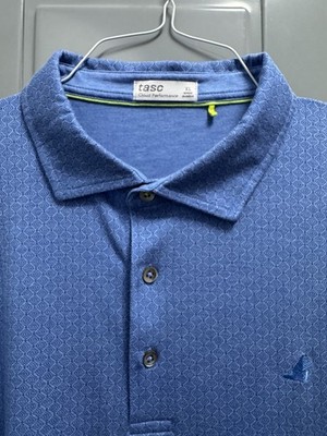 Tasc Performance Cloud Alys Beach Blue Geometric Golf Polo Men s XL Shirt EUC