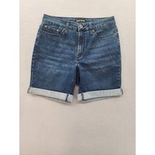 DKNY Jeans Women 4 Dark Wash Cuffed Denim Shorts Mid Rise Stretch Summer Casual