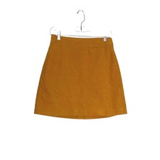 J.Crew Mustard Yellow Corduroy Mini Skirt Size 0 Stretch A-Line Lined Zip Back