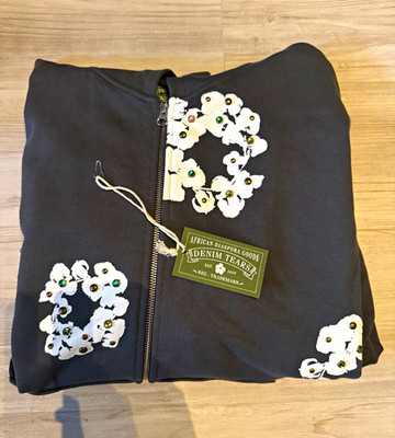 Denim Tears Rhinestone Cotton Wreath Zip Hoodie, Größe XL