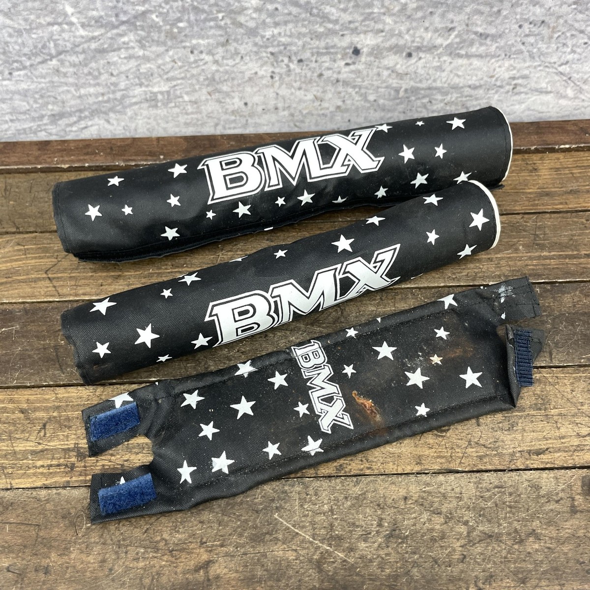 Vintage BMX Pad Set Black Star Frame Handlebar Stem Old School