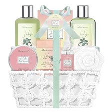 Spa Gift Baskets for Women Bath and Body Gift Set 9pc Lily Home Spa Kit