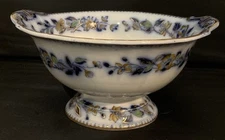 10” Diameter X 5.5” Tall Copeland Footed Centerpiece Bowl Flow Blue Antique