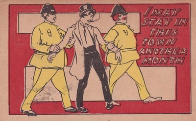 I May Stay in This Town Drunk Man Police Officers Miller MO 1909 Postcard E31