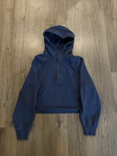 Lululemon Women's Oversized Scuba Half-Zip Hoodie Navy Blue Size M/L Embroidered