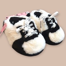 Juicy Couture Faux Fur Slippers Women s M 6.5 7.5 Retro Sneaker Style Cozy Plush