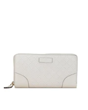 Preloved gucci Zip Around Wallet GG Microssima Leather Women White | White