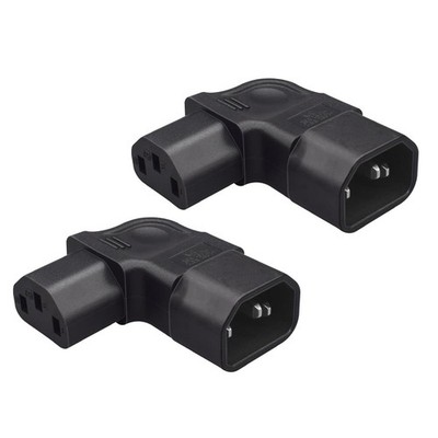 2 Pack Left Angle IEC320 C14 to C13 PDU UPS Power Extension Adapter，C14 to C1...