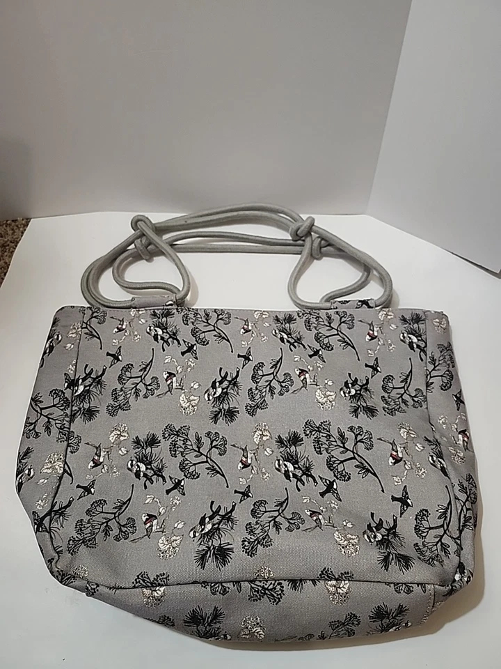 Farmhouse Is My Style Winter Birds Cotton Bag Purse Tote 18" - Image 2 of 4