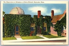 Vintage Nantucket Maria Mitchell Observatory Linen Postcard by Tichnor