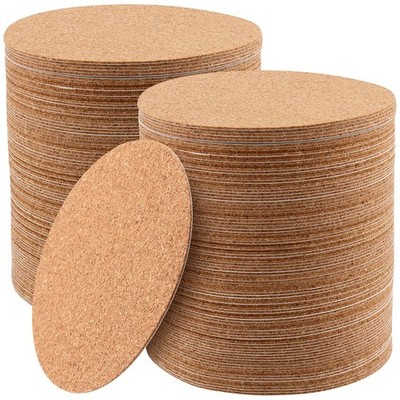 200 PCS 4 x 4 Inch Self Adhesive Round Cork Coasters, Cork Sheets with Adhesi...