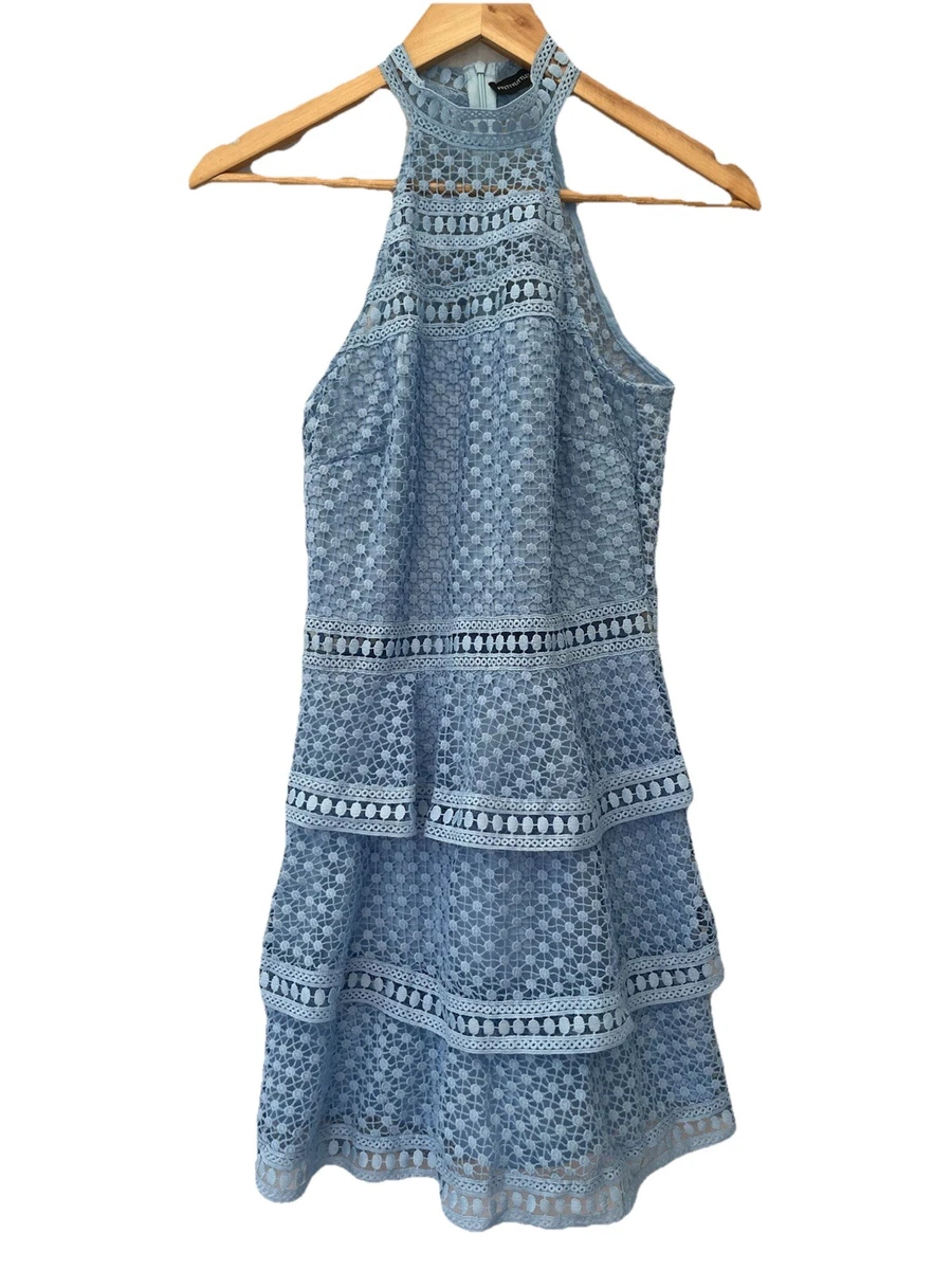 raine dusty blue lace panel tiered bodycon dress PRETTYLITTLETHING Women's for sale this dress creates an Collection- Formal & Black Tie For Love & Lemons Size:3X-Large Long