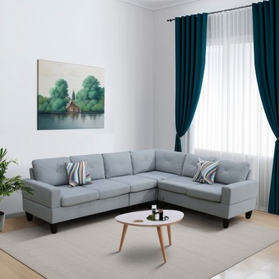 Grey Massa Calico 4-Piece Couch Living Room Sofa Set