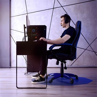 Bowery Hill Polycarbonate Blue Gaming E-Sport Chair Mat for Hard Floors