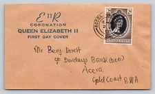 1953 Royal British 2D Accra Gold Coast EIIR Coronation Queen Elizabeth FDC Cover