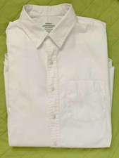 BANANA REPUBLIC  Workshirt  Mens White Cotton Long Sleeve Button Down Shirt Sz L