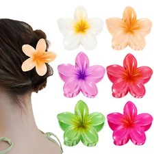 6 Pcs Hawaiian Flower Hair Clips,3.14" Large Plumeria Flower Claw Clip for Wo...