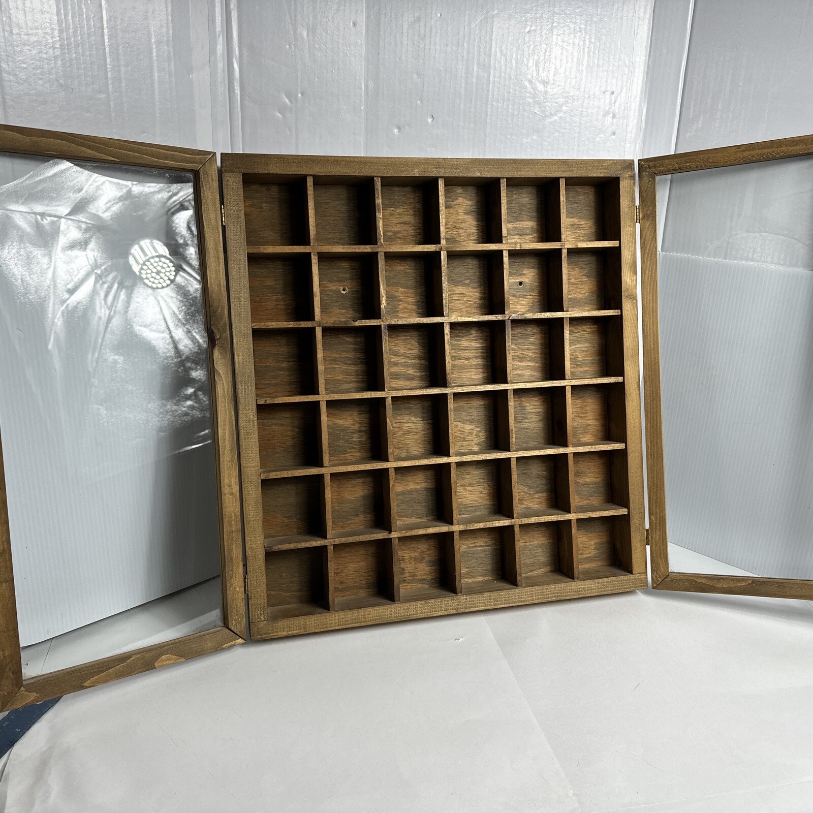 VTG Wall Glass Display Case Wood Curio Knick Knack Shadow Box Shelf 18" eBay