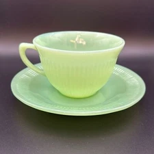 Fire King Jadeite Jane Ray Cup and Saucer - Vintage