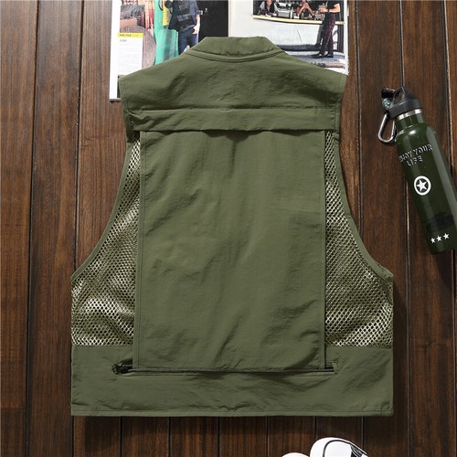 Waistcoat Fishing Gilet Multi Pocket Fashion Womens Men Mesh Utility Vest Jacket - Afbeelding 6 van 16