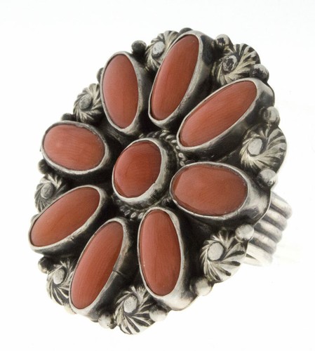 8.75 - Natural Mediterranean Coral Cluster Bracelet By Navajo Artist Tyler Brown - Picture 3 of 4
