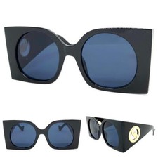OVERSIZED EXAGGERATED Vintage Retro Style SUNGLASSES Huge Black Frame Dark Lens