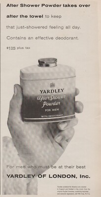 1958 Yardley After Shower Powder For Men - ''After Towel''- Vintage Print Ad Photo