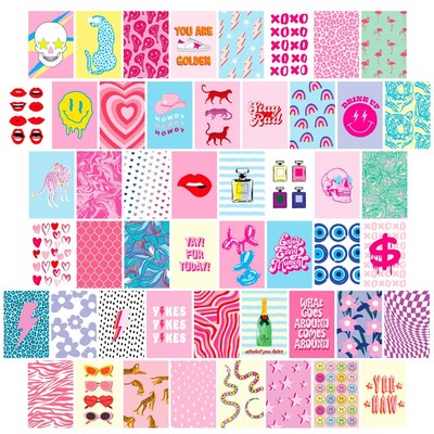 CLONCEP DESIGN Preppy Room Decor Collage Kit, 50 PCS, 4x6 Inch, Preppy Decor for