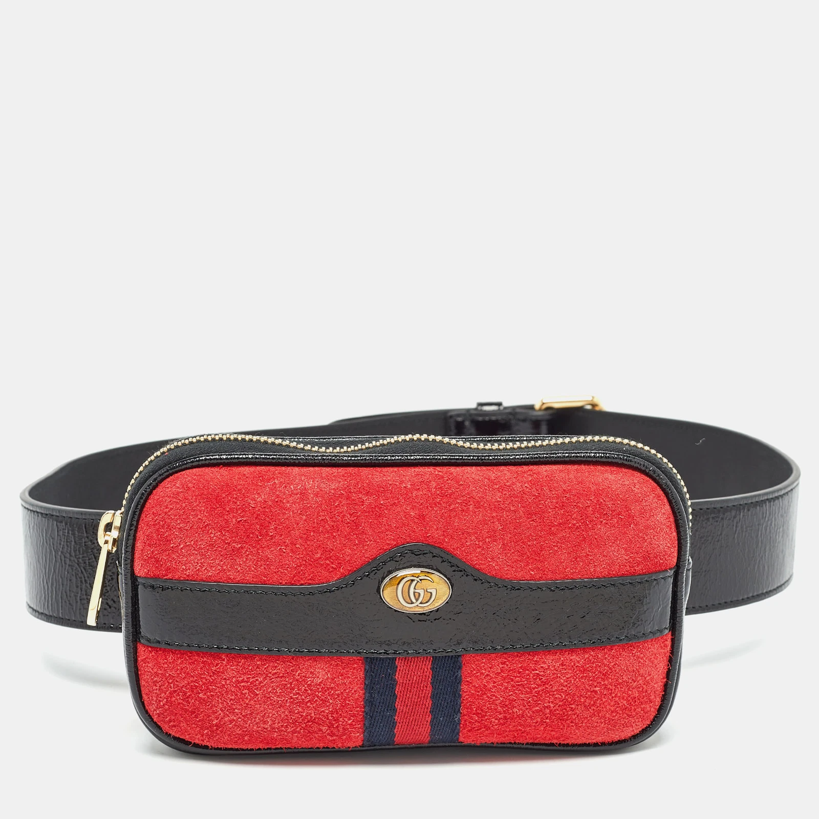 Sac ceinture Phidia rouge/noir daim et cuir verni Gucci
