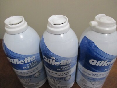 Lot of 3 Gillette Foam Mousse Barbershop Fresh Shave Foam  11 Oz