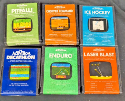 Activision 6 Atari Decathlon Pitfall Enduro Laser Blast Chopper Command Ice...