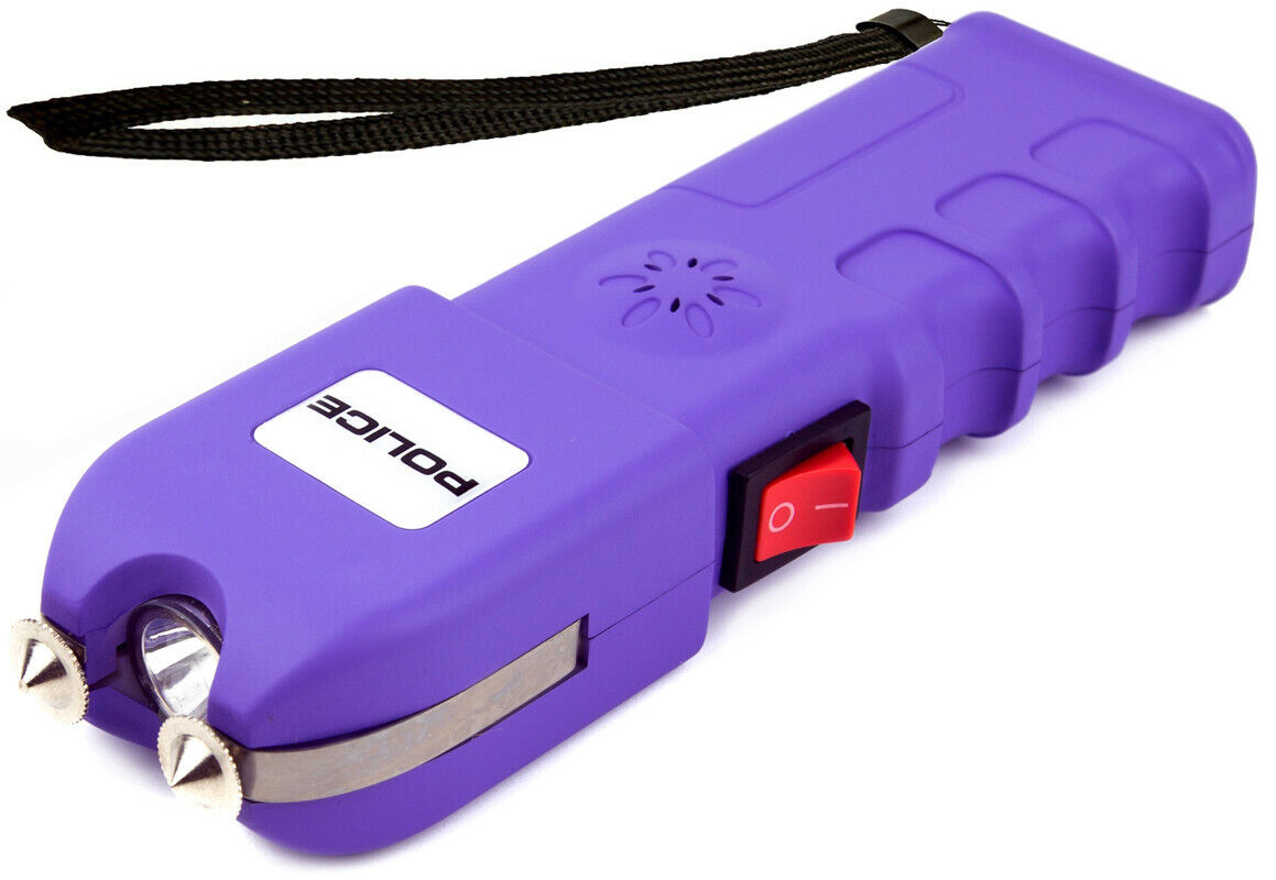 POLICE Stun Gun 928 700BV Rechargeable LED Flashlight Personal Alarm Purple