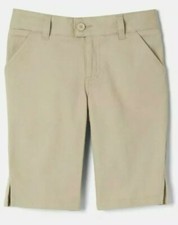 French Toast Girls' Twill Bermuda Short Size 16 Khaki Adjustable Waist