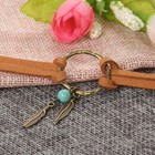 Women Necklace Bohemian Choker Boho Feather Bead Pendant Brown Leather Chain Fas