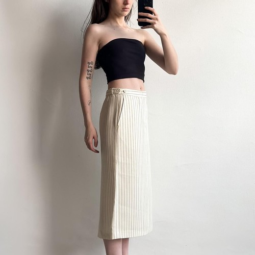 Comme des Garcons vintage y2k (2000) cream pinstripe midi skirt m - Picture 4 of 8