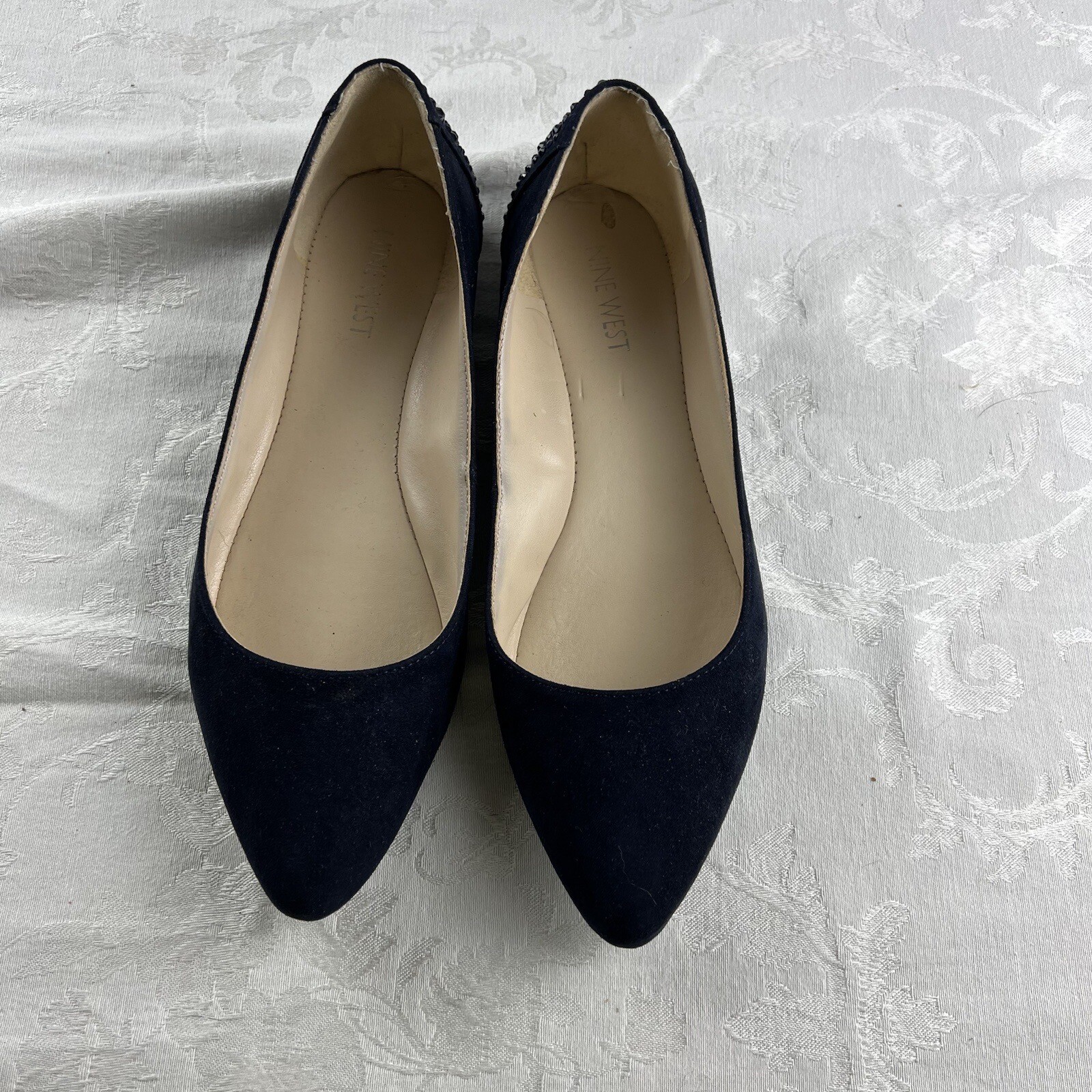 Nine West Womens Flats Size 7 M Navy Blue Suede Flats Pointed Toe eBay