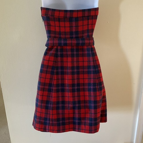 Vintage American Eagle Outfitters Red Purple Blue Plaid Mini Dress Sze 0 / Wool - Picture 9 of 12