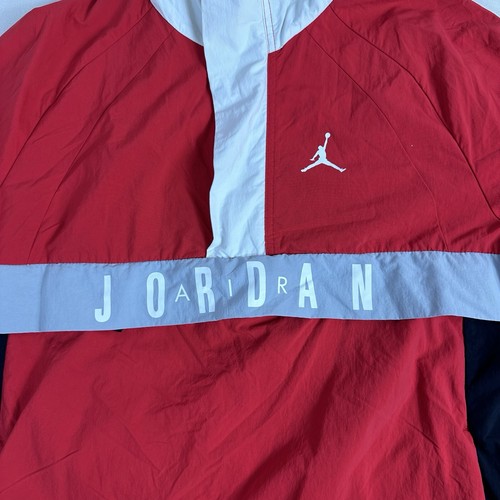 Nike Air Jordan Jumpman Anorak Hoodie Windbreaker Red Mens Medium Half Zip - Picture 4 of 8