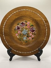Hand Painted Norwegian Rosemaling Folk Art 10 Inch Wooden Plate Wall Plaque